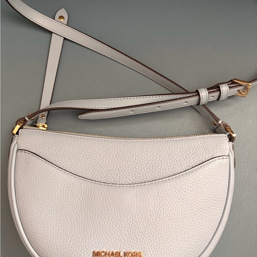 Michael Kors  sky blue Pebbled Leather Crescent Crossbody Bag